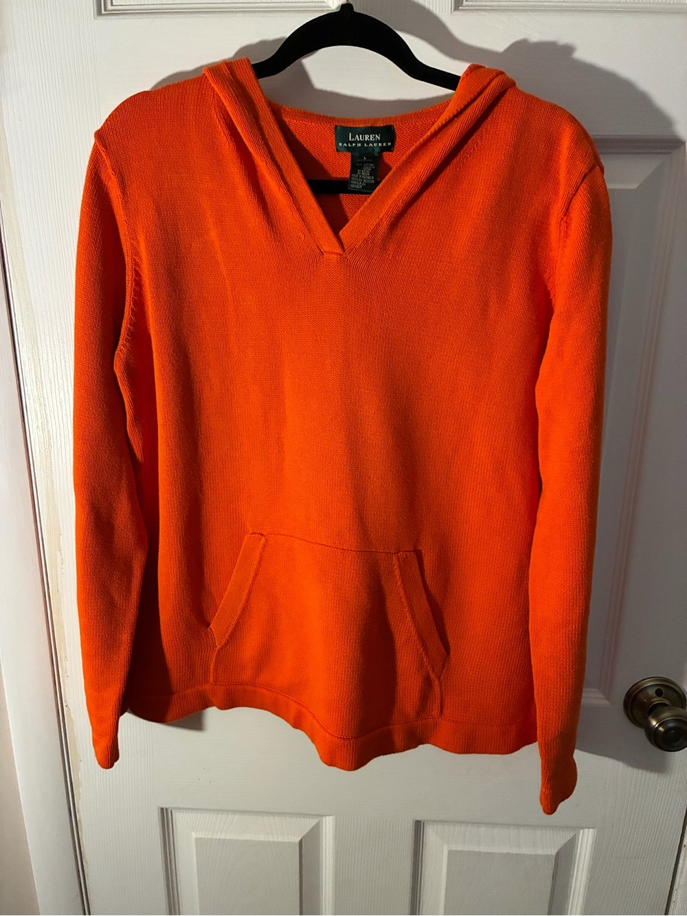 Ralph Lauren Bright Orange V-Neck Hooded Sweater